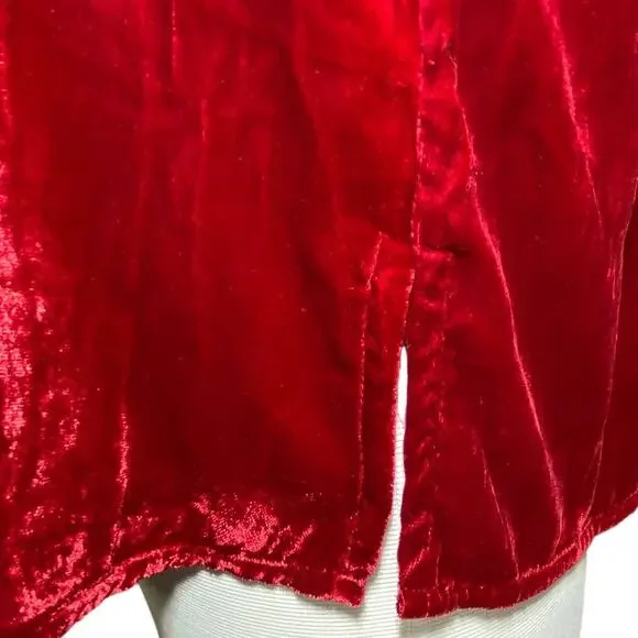 Sundance Velvet Embroidered Beaded Button Up Tunic Red Women Medium - Picture 7 of 9